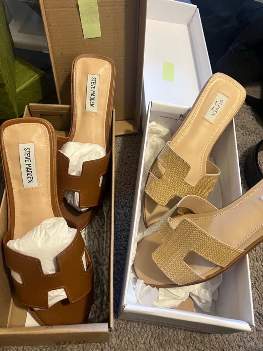 Steve Madden Women’s Brown and Beige Slide Mules HADYN